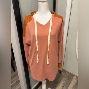New With Tags…Boutique Unbranded…Long Soft Waffle Detail Hoodie With Pockets